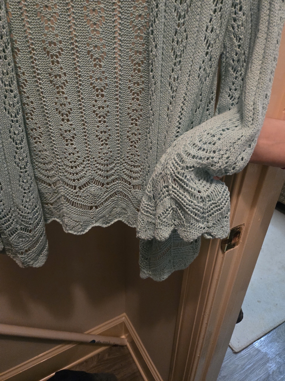 Ruby Rd. Light Aqua Openwork Knit Cardigan - Picture 5 of 5